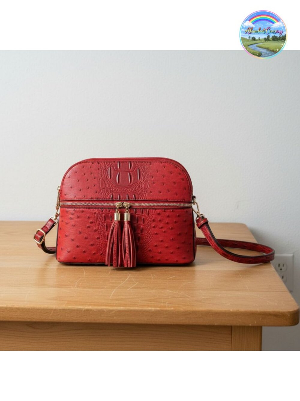 Vegan Leather Crossbody Bag Tassel Zipper Pocket Travel Shoulder Purse